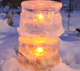 ice candle holder for outdoor decor, seasonal holiday d cor, The ice cylinders can be stacked