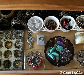 mission organization jewelry drawer with vintage storage, organizing, Forget plastic dividers from vintage teacups ashtrays and muffin tins my storage is as pretty as my jewelry See more at