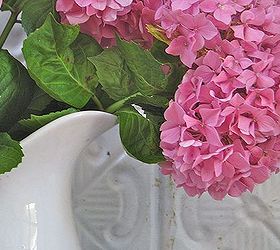 white ironstone and hydrangeas, flowers, gardening, home decor, hydrangea