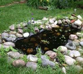 pond and waterfall for kids, outdoor living, ponds water features, This is what they had for years A dysfunctional pond with lack of filtration Basically an eyesore and mosquito breeding ground