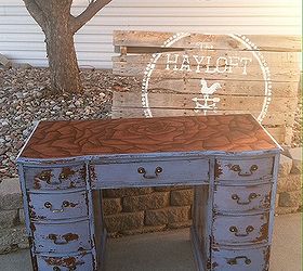 rose stained desk hand painted with milk paint, painted furniture