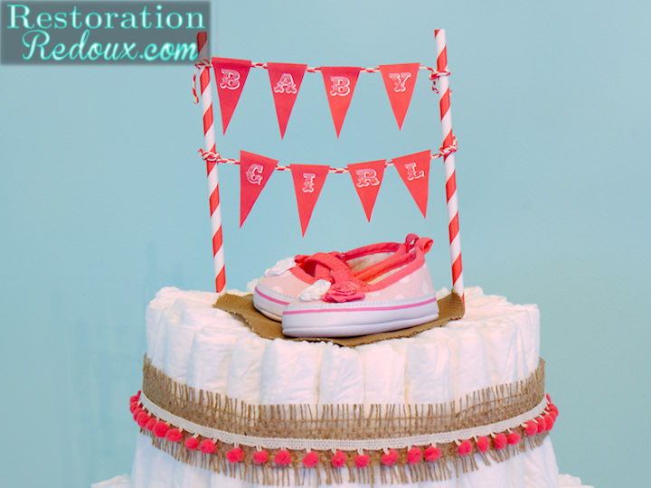 easy steps to making a diaper cake, crafts, repurposing upcycling, Bunting