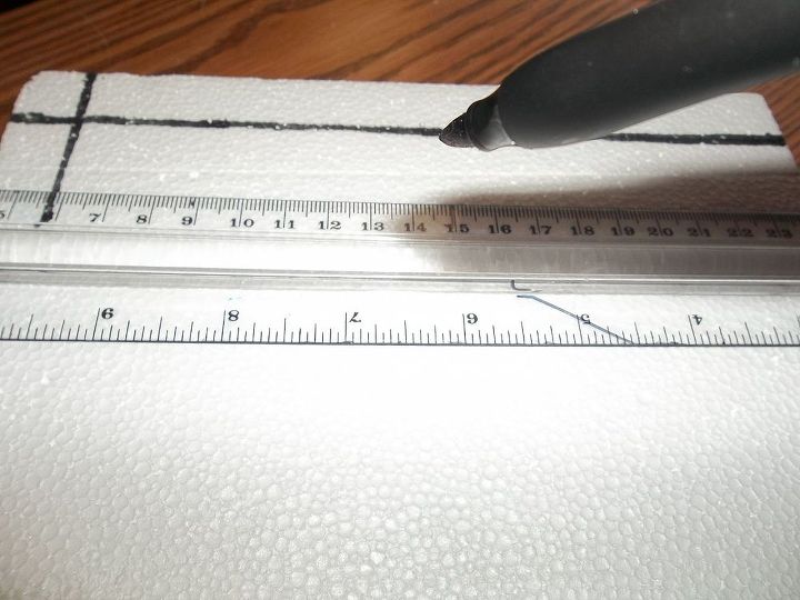 caja de espuma de poliestireno acolchada centro de mesa o caja de almacenamiento, dibujar primero los bordes con un rotulador