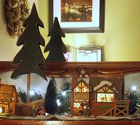 a dickens village and a christmas lantern, seasonal holiday d cor