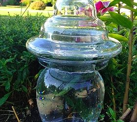 recycled glass garden art towers, crafts, repurposing upcycling