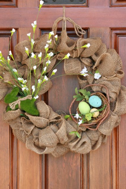 easiest spring burlap wreath, seasonal holiday d cor, wreaths
