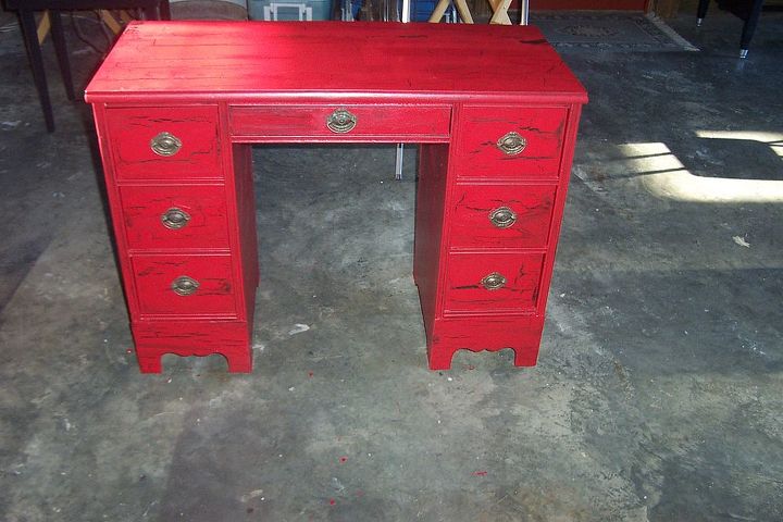 painted furniture, painted furniture, I painted it Black used a crackle finish from Lowes then a Red Satin