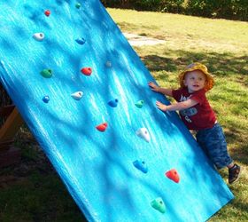 make the little one in your life a climbing wall for less than 50, diy, how to, outdoor living, woodworking projects, He knew exactly what to do