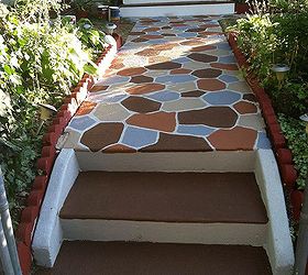 painting a front walk, I even painted the cement steps by the front gate everyone who sees this loves the colors and makes my front yard look so much nicer