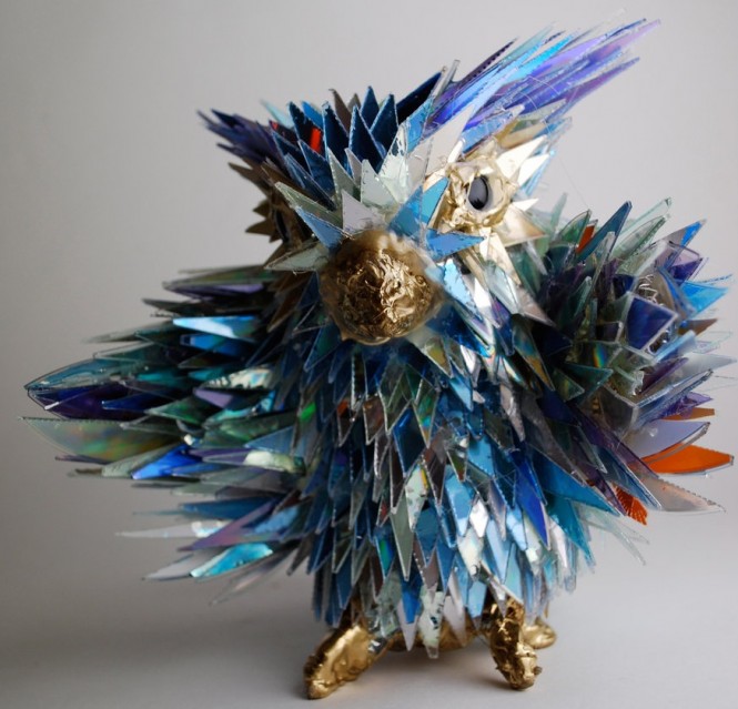 stunning sculptures made from discarded cd fragments, crafts