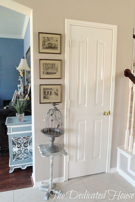 the entryway finished for now, foyer, home decor, Pedestal table and cloche