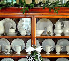 my favorite cabinet all decked out for christmas, christmas decorations, kitchen cabinets, seasonal holiday decor, wreaths