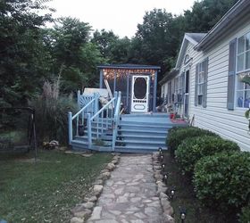 before and after i painted the deck after scrubbing the house with clorox made my, decks, outdoor furniture, outdoor living, painted furniture, patio, NOW My perfect birthday mothers day 2013 gift from my hubby