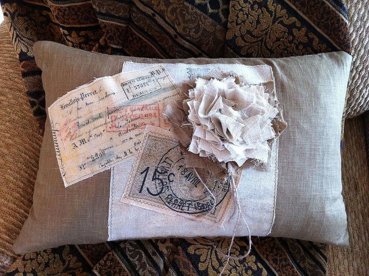 shabby french pillows, crafts, home decor, I love the shabby fabric flowers