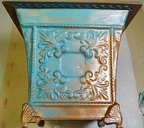 easy faux verdigris on thrift store planter, painting, repurposing upcycling