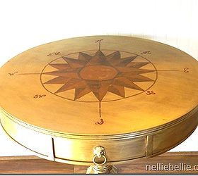 rub n buff table with diy compass rose, painted furniture, 9 steps to create a compass rose The simple steps are explained in detail on the blog post