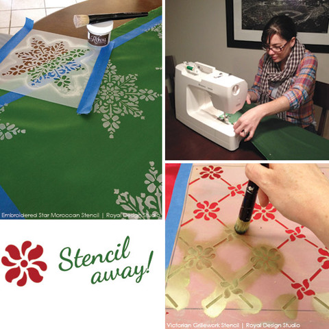 easy gift idea stenciled holiday table runners, crafts, painting, seasonal holiday decor, Stenciling table runners are a super easy and cheap gift idea