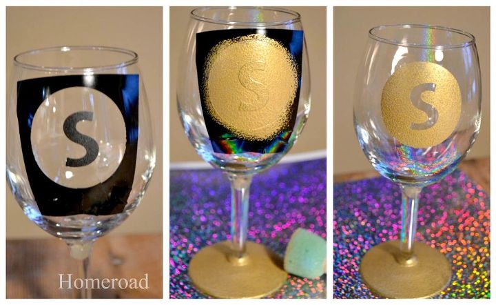 monogrammed sparkled wine glasses, crafts, seasonal holiday decor, Punch a hole out of vinyl to create a circle