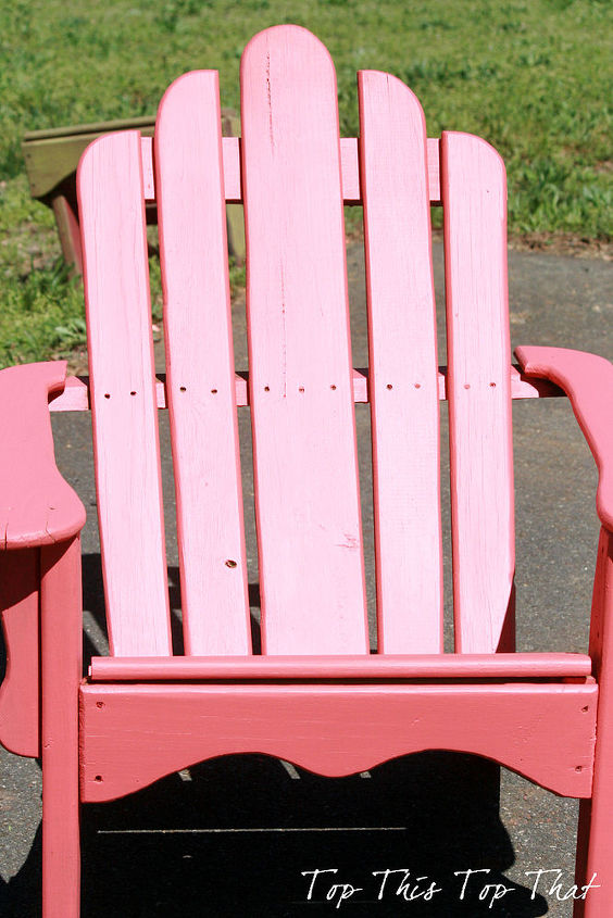 a little paint and stencil to jazz up the adirondack chair, painted furniture, painted in Coral Color