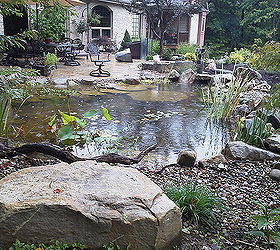 outdoor living water garden, outdoor living, patio, ponds water features, looking back to the patio
