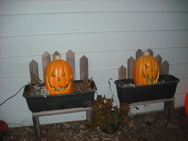 my halloween decorating so far, curb appeal, flowers, halloween decorations, seasonal holiday decor, In front of house