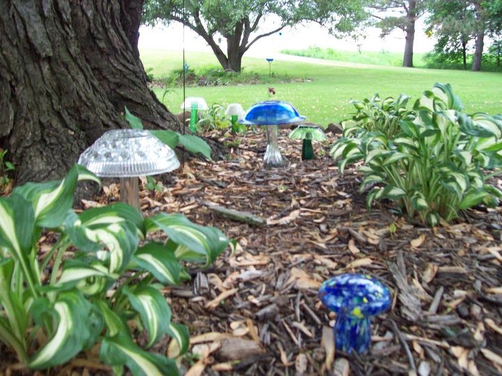 cogumelos de jardim de vidro