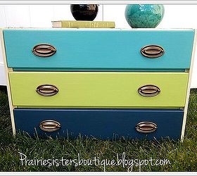 fun and funky repurposed dressers in fabric, painted furniture, repurposing upcycling, After Dresser 2 done in blue and green shades of paint and a vintage car fabric print