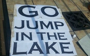 Cartel de paletas "Go jump in the lake" (Salta al lago)