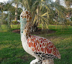 Let's celebrate garden art. This mosaic pelican created by an Orlando artist welcomes guests to my front door.