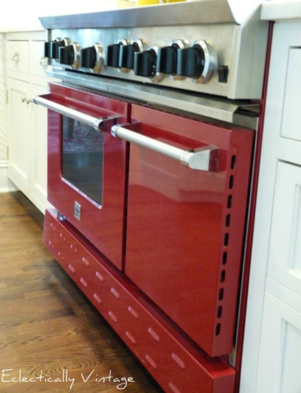 100 year old kitchen kitchen reno, home improvement, kitchen backsplash, kitchen design, Red stove adds fun and color