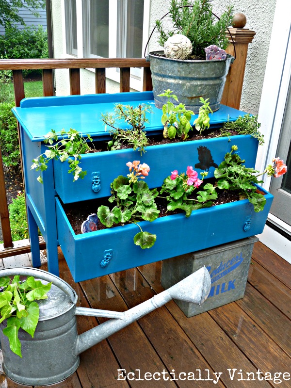 q turn old dresser into an outdoor planter, gardening, repurposing upcycling, Old dresser turned outdoor planter See how here