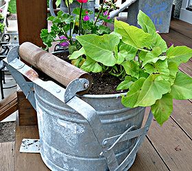 finally a good use for an old mop bucket anyone have other creative planter ideas, decks, gardening, Vintage mop bucket planter Click link for more pics