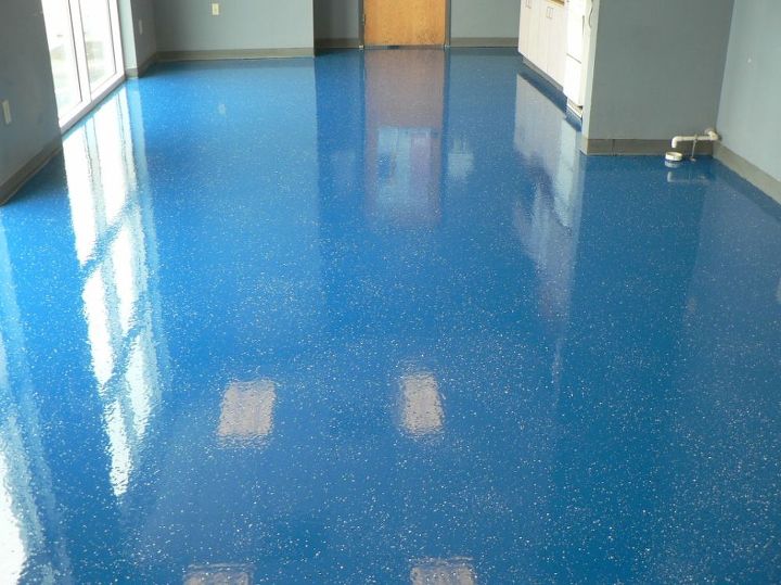 featured photos, Blue epoxy floor application Client Loved It