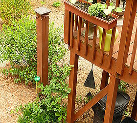 new updated pictures of the deck and decked out and ready for spring, decks, home improvement, outdoor living, patio, Green beans climbing hydrangea gardenia monkey grass and impatiens