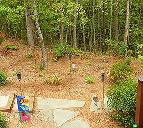 new updated pictures of the deck and decked out and ready for spring, decks, home improvement, outdoor living, patio, Flagstone walkway onto deck area New Wisteria Esperanza Clematis hostas gardenia fig tree