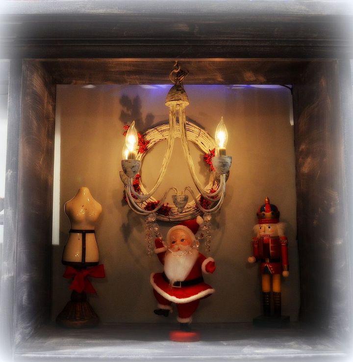 christmas shab 2 fab, fireplaces mantels, seasonal holiday d cor, Naked dress form Vintage Santa and a Tin soldier I think they call this Eclectic lol