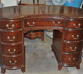 painted mahogany kidney shaped desk, painted furniture, You can t tell from the photo but the finish is very brittle but the desk itself is in great shape