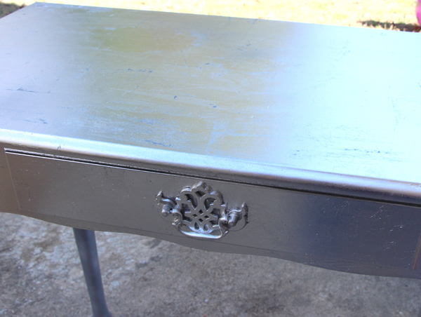 how to silver leaf furniture, painted furniture, I end up with a nice shiny finish
