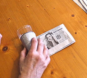 make seed starting pots from newspaper, gardening, repurposing upcycling, Roll the folded paper around a small juice glass
