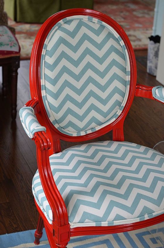 re upholstered red and blue chevron chairs, painted furniture, reupholster