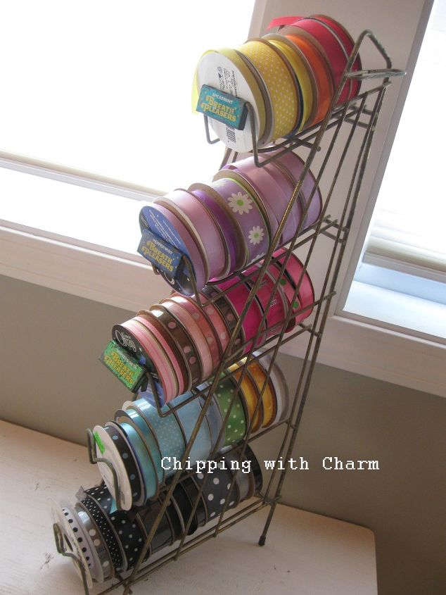 eye candy repurposing a vintage candy display as pretty ribbon storage, cleaning tips, repurposing upcycling