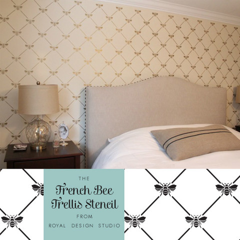 stencil decor to adore french inspired stenciling ideas, painted furniture, wall decor, French Bee Trellis Stencil