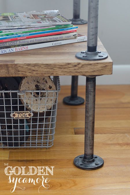 knock off industrial side table, home decor, woodworking projects, Metal and wood industrial side table