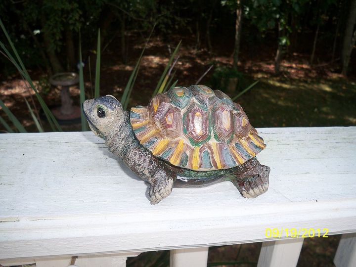 part 2 garden figurine makeover, gardening, YEP turtles bunnies gotta luv em