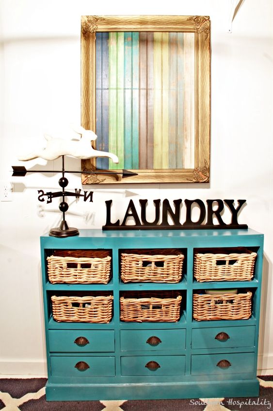 renovated laundryroom mudroom, home decor, laundry rooms, Storage piece from Homegoods