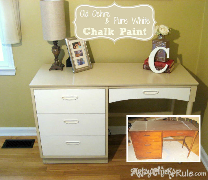 5 thrift store desk transformed with chalk paint, chalk paint, painted furniture, Before and After