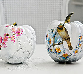 holiday decoration with decoupaged pumpkins and apples, crafts, decoupage