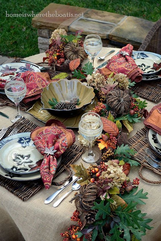 enhancing fall garland, crafts, outdoor living, seasonal holiday decor, Fall garland as a runner on the table
