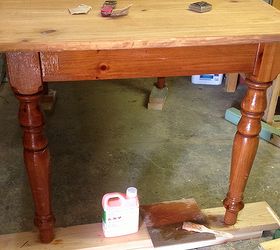 custom dark stained farm table, living room ideas, painted furniture, the original orangy finish was stripped and the table was sanded smooth