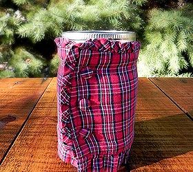 decorating mason jars with plaid shirts, crafts, mason jars, seasonal holiday decor, Perfect way to wrap gifts in mason jars